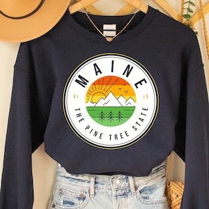Sweat-shirt Maine, chemise État du Maine, chemise États-Unis, chemise Amant du Maine, chemise État, chemise de voyage États-Unis, silhouette de carte, chemise ville natale, États-Unis