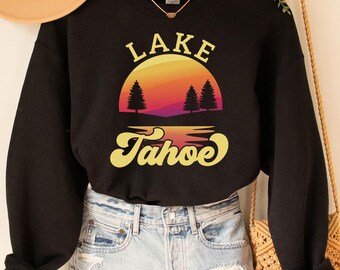 Sudadera de Lake Tahoe, camiseta de Lake Tahoe, camiseta de Lake Tahoe, camiseta gráfica de Nevada, camisetas de vacaciones en California, diseño minimalista de Lake Tahoe