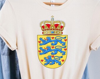 Camiseta de Dinamarca, camisa danesa, camisetas danesas, camiseta danesa, camisa danesa, camiseta danesa, camiseta con la bandera danesa, escandinava