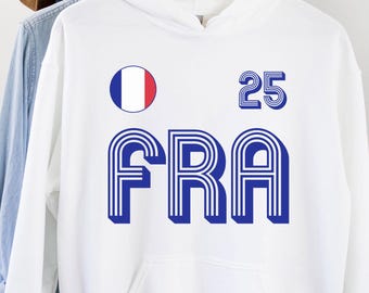 Frankreich Hoodie, Frankreich Trikot, Frankreich Fußball, Frankreich Basketball, Basketball-Weltmeisterschaft, personalisierte Nummer, Frankreich Geschenk, WM-Shirt
