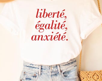 Liberte Tee, franskt citat, franskt talesätt, fransk gåva, parisisk stil T-shirt, trendig estetisk T-shirt, fransk