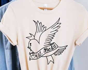 Cry Baby Tee Lil Peep Cry Baby T-shirt Vintage Graphic Tee Tattoo T-shirt Huilbaby Tee esthetische cadeau voor rapmuziekliefhebber shirt
