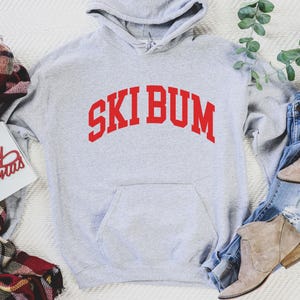 Ski Bum Hoodie, Retro Ski Bum shirt, Ski Sweater, Christmas Gift for Skiers, Vintage Style Ski Crewneck, Winter Sport Pullover