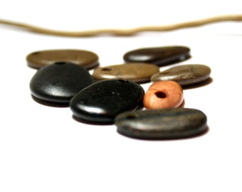 Organic Top Drilled Beach Stones for Jewelry Making - Drilled Diy Silky Smooth Stone Pebbles Stone Pendants River Rocks Michigan - Crimson