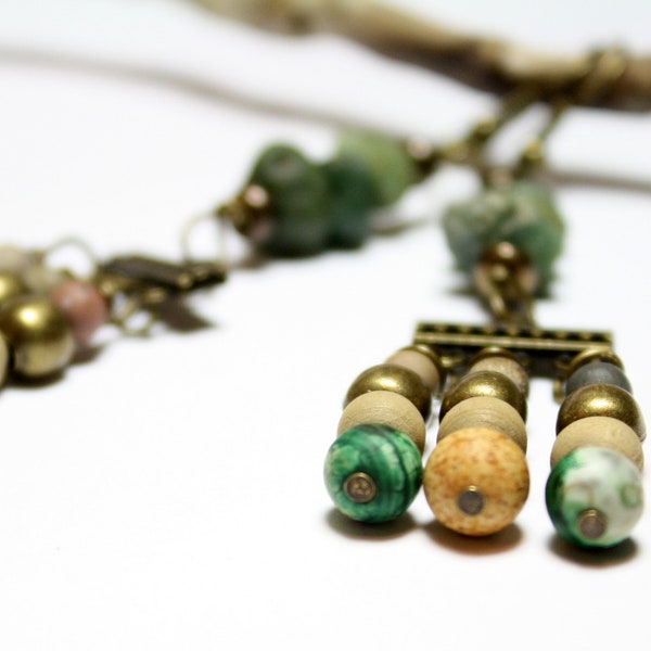 Stacked Slag Glass Earrings | Long Beaded Dangles| Recycled Eco Friendly | Bohemian Sea Glass Earrings | Beach Stone Jewelry | Boho Earrings