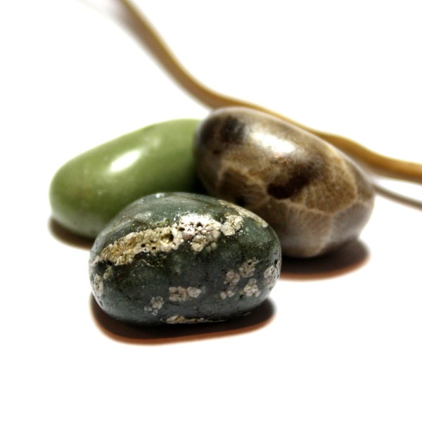 DIY Genuine Slag Sea Glass Stones Polished for Jewelry Making | Leland Blue Stone | Green Purple Sea Glass Jewelry | Center Drilled Petoskey