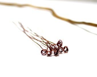 24 Gauge Oxidized Knot Swirl Headpins Copper Rustic Jewelry Making Component Headpins Handmade KnottedArtisan Wholesale Findings Eye Pin