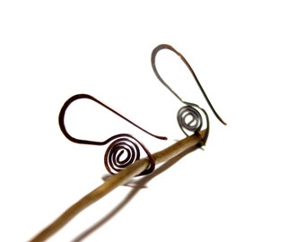 Swirl Handmade Hammered Oxidized Copper Twirl Earrings Ear Wires Jewelry Wholesale Findings - Jewelry Artisan Diy One of a Kind Handcrafted