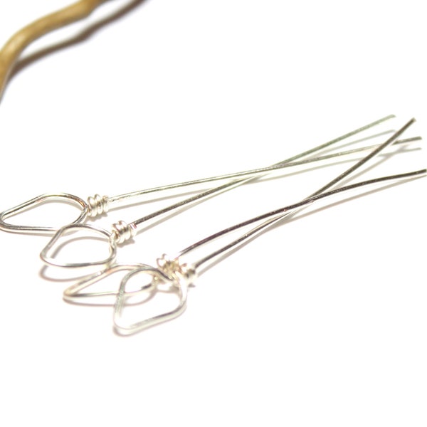 Jewelry Making Artisan Findings Leaf Headpins for Jewelry - Silver Pendant Finds - Wire Wrapped Headpins - 18 Gauge Eye Pins Beading Supply