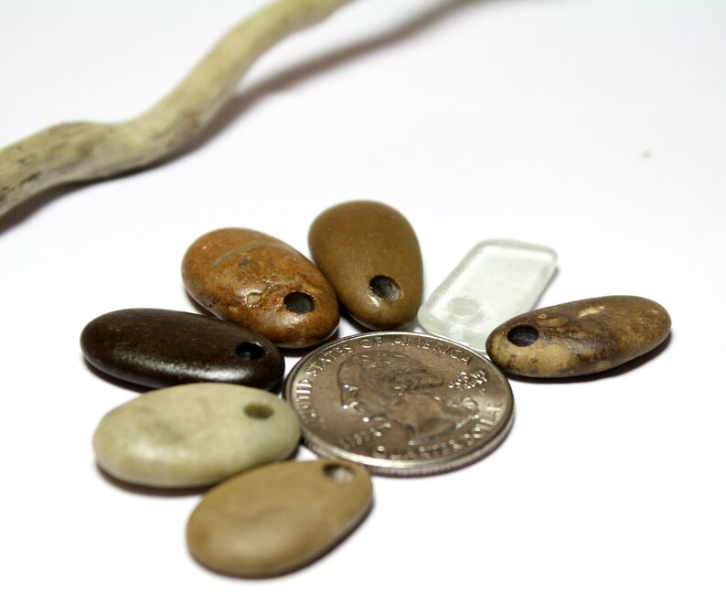 Top Drilled Beach Stone Supplies Sea Glass Beads Diy Beach Stone Jewelry Natural Sea Pebble Beads Diy Supply Stone Pendant Necklace Braun