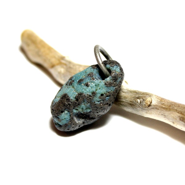 Blue Slag Glass Jewelry Pendant | Blue Sea Glass Pendant | Lake Michigan Stone | Beach Stone Jewelry from Leland | Rare Beach Find Necklace