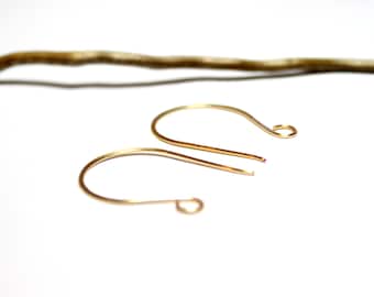 Set of Hand Forged Wire Wrapped Large Earring Wires Wholesale Supplies - Jewelry Ear Wires Made from 20 Gauge Brass Wire - Gold Earrings