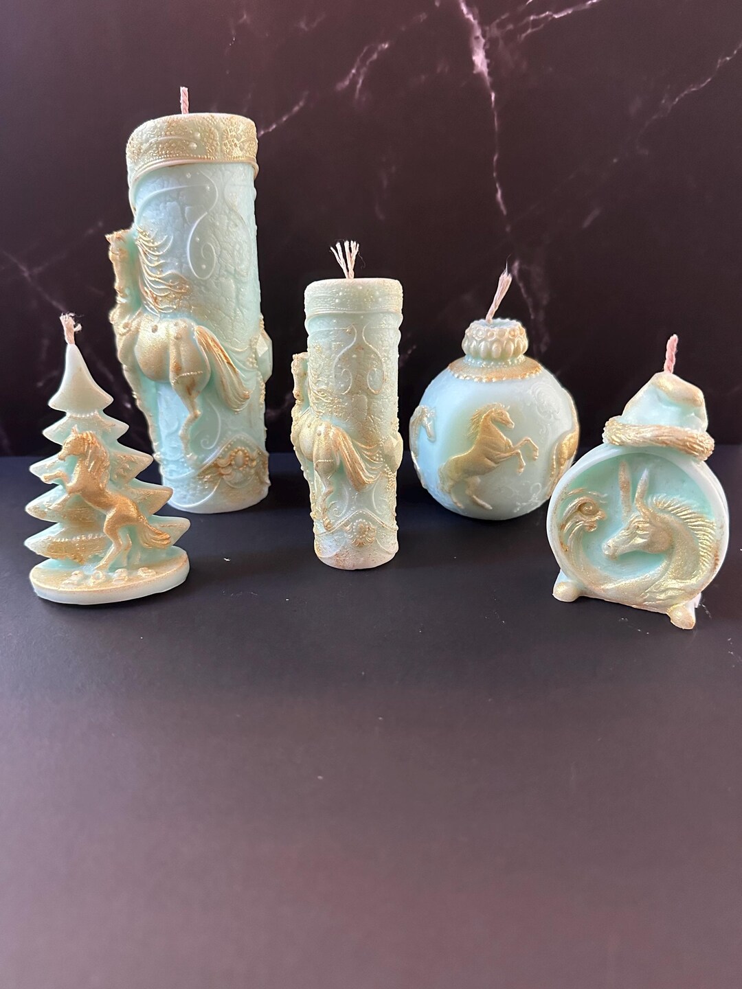 Handmade Horse Christmas Candle Set of 6: Sculpted Soy Wax Holiday ...