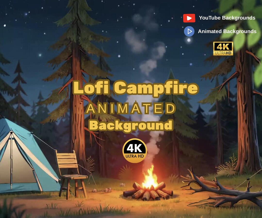 Lofi Campfire Animated 4K Video Background: Seamless Loop (digital ...