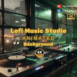 Lofi Music Studio Animerad 4K-videobakgrund: Sömlös loop (digital nedladdning)