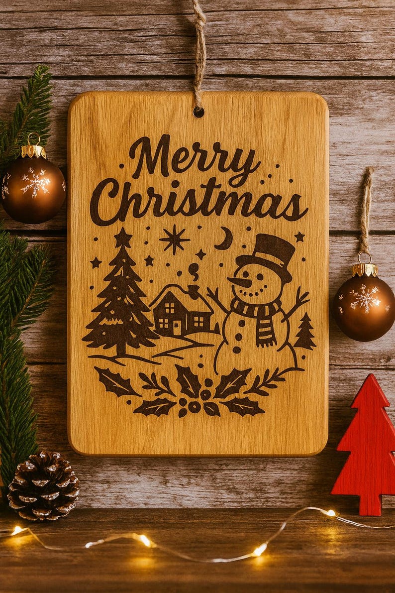 Merry Christmas Cutting Board & Wall Decor | Festive Holiday Laser ...