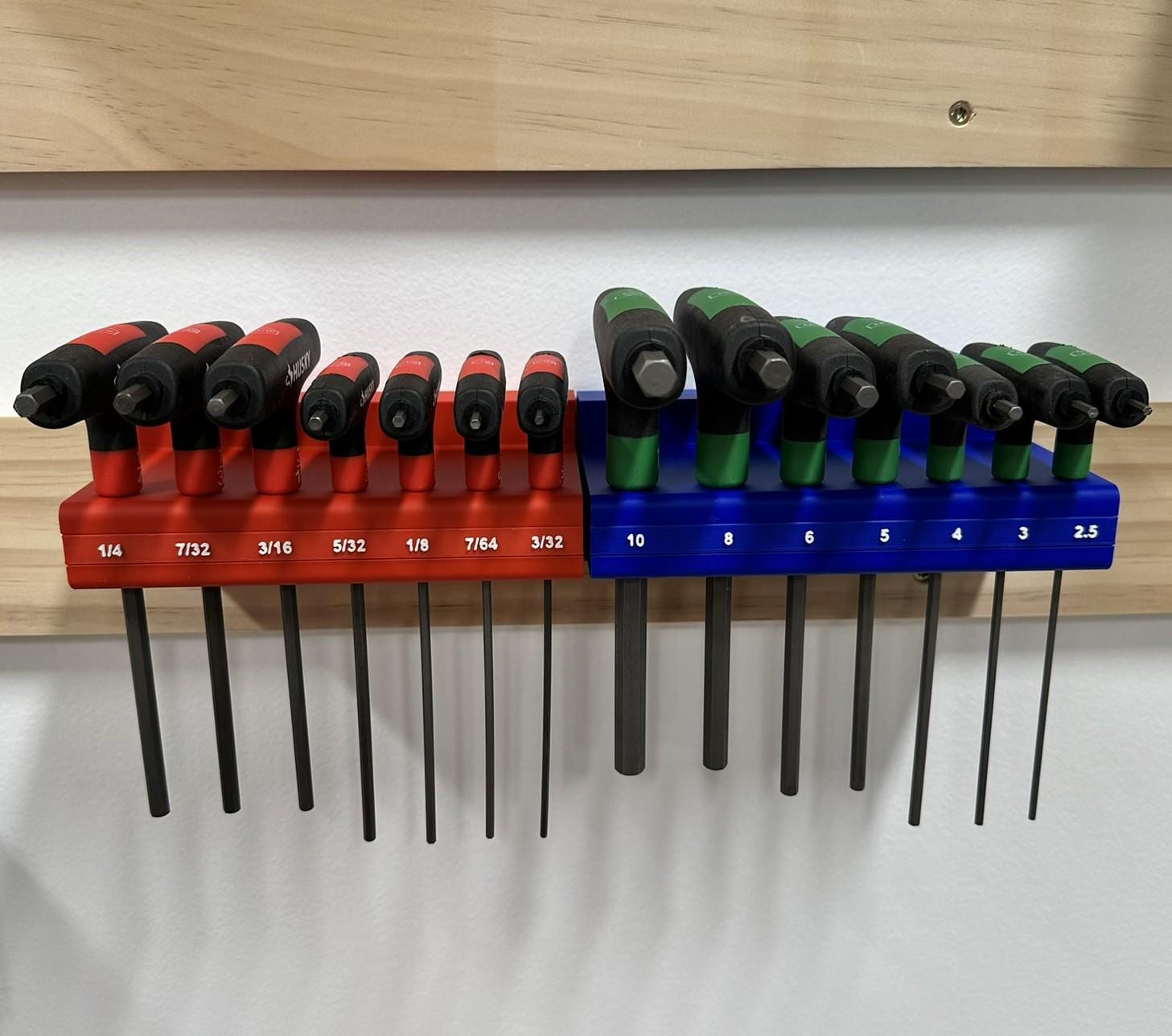 T-handle Hex Key Holders | French Cleat, Slat Wall or Direct Wall