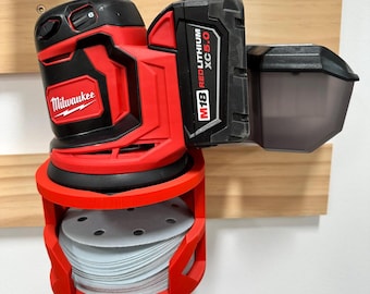 Soporte para lijadora de 5" con espacio para papel de lija / Opciones de montaje en pared o con grapa francesa - Envío gratuito