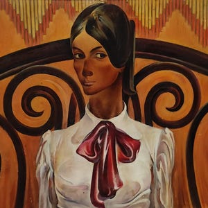Oil Painting Portrait, Handmade Original Painting, created with High Quality Paints, Woman, Gift, Old Artwork by Famous Painter (1941-2015)