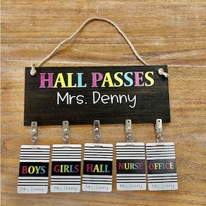 Black and Colorful Acrylic Classroom Hall Passes Set