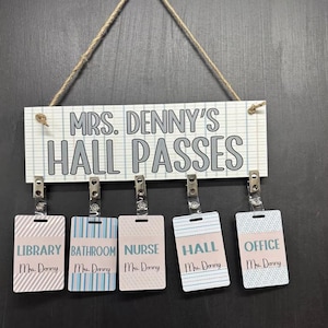 Calm neutral boho  Acrylic Classroom Hall Passes Set