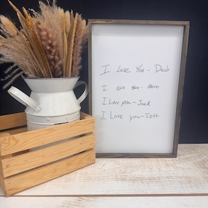 Votre note manuscrite transférée sur une enseigne avec cadre en bois imprimée UV