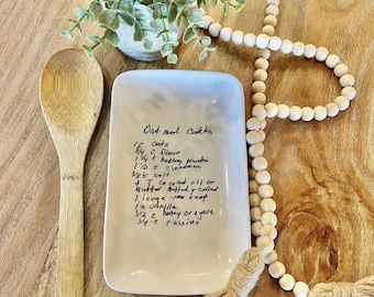 Your handwritten Recipe/Letter transferred to serving platter plate dish porcelain