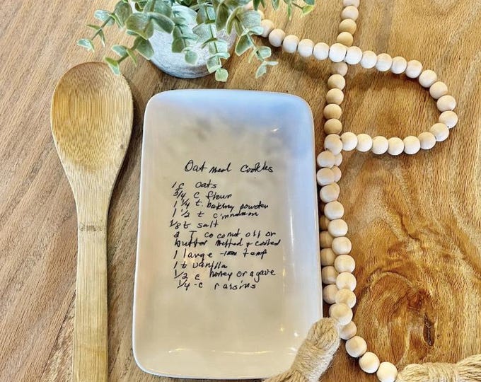 Your handwritten Recipe/Letter transferred to serving platter plate dish porcelain