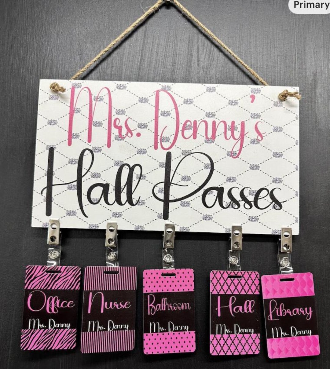 Pretty in Pink L Acrylic Classroom Hall Passes Set - Etsy