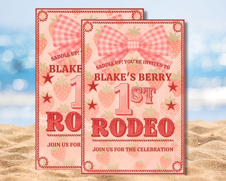 Berry First Rodeo Birthday Invitation – Editable Cowgirl 1st Birthday ...