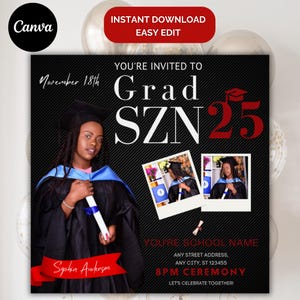 Graduate Flyer, Graduation Party Flyer, Graduation Invitation, College Decision, Class of 2025 Flyer, Senior Grad Announce, Canva Editable