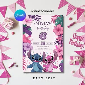 Modèle d'invitation de fête d'anniversaire de point, dessin animé modifiable Bday Evite et conception de toile amusante pour fête d'enfants, téléchargement immédiat