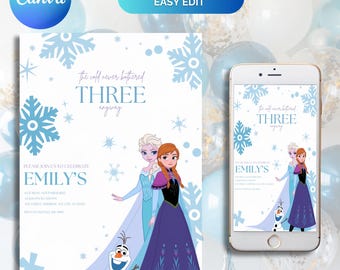 Frozen Birthday Invitation: Elsa and Anna, Editable Template (Digital)