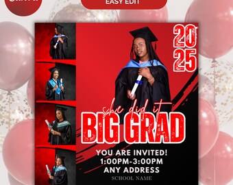 Volantino di laurea della classe del 2025: invito alla festa modificabile (download digitale)