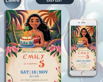 Editable Moana Birthday Invitation: Kids Party Template (Digital Download)