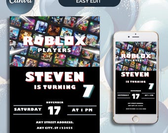 Roblox Geburtstagseinladung: Gamer Party Evite, bearbeitbare Canva Vorlage (Digitaler Download)