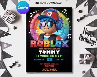 Roblox Birthday Invitation: Editable Game Party Invite (Digital File)