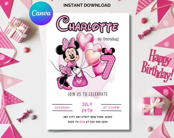 You PRINT & SAVE' Photo MICKEY MOUSE MINNIE MOUSE Birthday - Foto 2