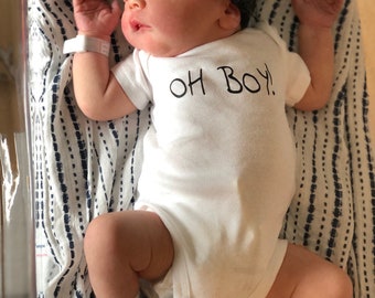 Oh Boy! Onesie//Newborn Onesie//Baby Boy//Birth Announcement//Baby Boy Onesie