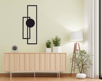 Modern Geometric Metal Wall Art, Minimalist Abstract Wall Decor, Contemporary Line Art Sculpture, Large Metal Wall Hanging