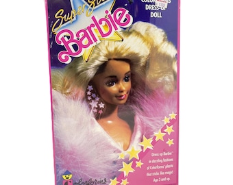 Set di adesivi per bambola SUPERSTAR BARBIE COLORFORMS del 1989, modello #724. Confezione sigillata.