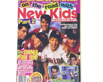 Revista vintage de New Kids on the Block de 1990. De gira con NKOTB, parte 2, vol. 37, n.° 5. Pósteres brillantes. (En buen estado).