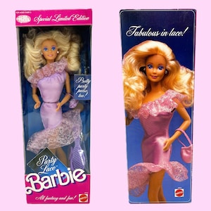 Vintage BARBIE Doll 1989 PARTY LACE Mattel #4843. Superstar Era. Hills Special Limited Edition. Pretty Lavender Dress. Sealed Box.