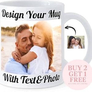 Personalisierte Kaffeetasse 11 Unzen 15 Unzen Benutzerdefinierte Foto-Logo-Text-Tasse Benutzerdefinierte Geschenk für Männer Frauen Einzigartige anpassbare Keramiktasse Beidseitig bedruckt