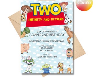 Two Infinity and Beyond Birthday Invitation, Toy Story 2nd Birthday (Digital Invite)
