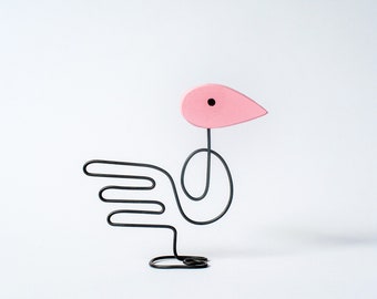 Bird Wire Scultura Rosa