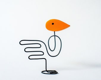 Bird Wire Scultura Arancione