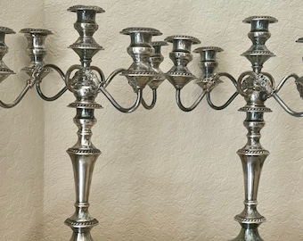 Vintage five light silver plated candelabra ornate large candle holders