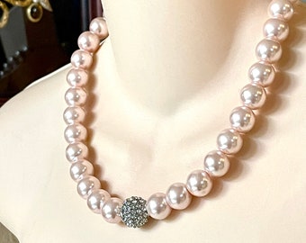 Bridesmaid Wedding party Light Pink pearl necklace set