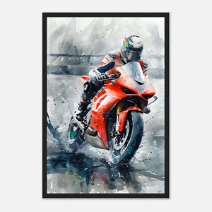 Classic Motorbike in Rain Framed Print  Wall Art for Bike Lovers